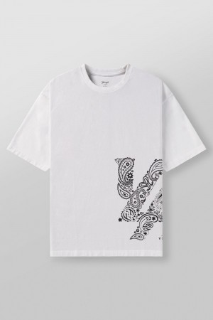 Young LA W448 Bandana Tee Weiß | 0673-XBVHG
