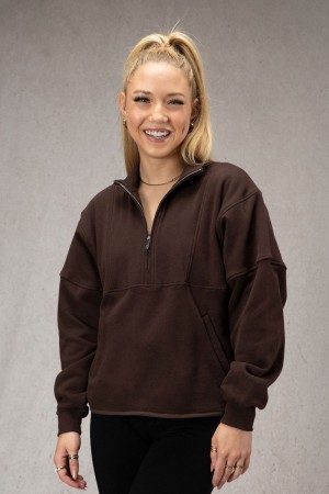 Young LA W504 Throwback Pullover Dunkelbraun | 9758-PCYBM