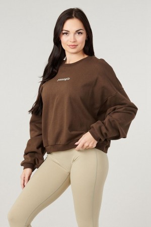 Young LA W513 - Willow Crewneck Dunkelbraun | 0614-UEKSC