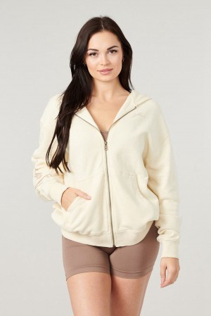 Young LA W519 - Emblem Zip Up Hoodie Weiß | 3281-MYWPN