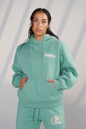 Young LA W524 - Teddy Hoodie Teal | 6038-ZRAOH
