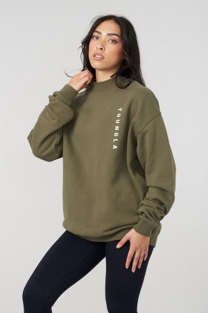 Young LA W539 Eternal Crewneck Olivgrün | 0856-FOMLY