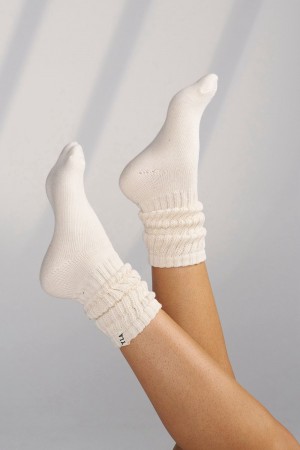 Young LA W609 - Scrunch Socks 3-Pack Weiß Braun Beige | 5913-YCZFO